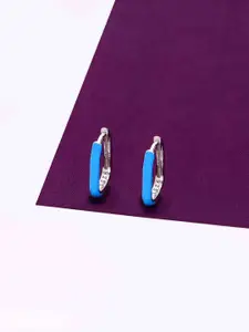 KAI JEWEL Rhodium-Plated Sterling Silver Contemporary Hoop Earrings