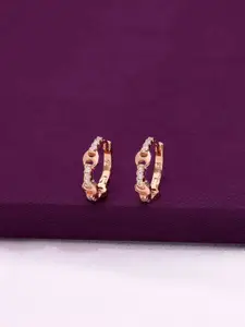 KAI JEWEL 925 Sterling Silver Rose Gold-Plated Zircon-Studded Studs Hoop Earrings