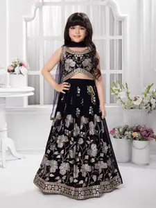 Tiny Kingdom Girls Printed Thread Work Ready to Wear Lehenga & Blouse With Dupatta