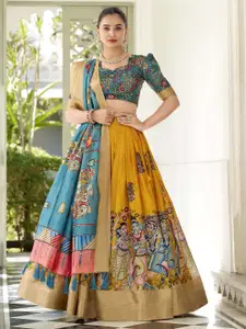 LOOKNBOOK ART Kalamkari Printed Ready to Wear Lehenga & Unstitched Blouse With Dupatta