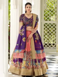 LOOKNBOOK ART Kalamkari Printed Semi-Stitched Lehenga & Unstitched Blouse With Dupatta