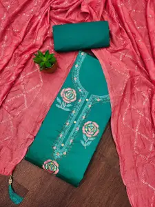 MANVAA Floral Embroidered Sequinned Unstitched Dress Material