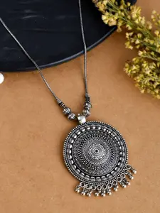 NAMAN ARTS Silver-Plated Artificial Beaded Oxidised Necklace
