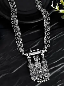 NAMAN ARTS Brass Silver-Plated Oxidised Necklace