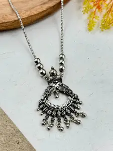 NAMAN ARTS Silver-Plated Oxidised Necklace