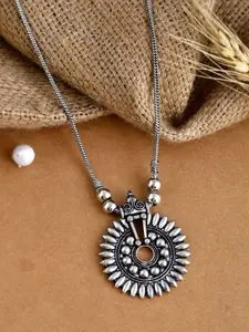 NAMAN ARTS Silver-Plated Oxidised Chain Pendant