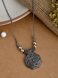 NAMAN ARTS Silver-Plated Oxidised Necklace