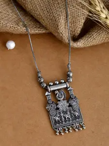 NAMAN ARTS Silver-Plated Oxidised Artificial Beaded Necklace