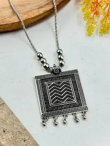 NAMAN ARTS Silver-Plated Artificial Beaded Oxidised Necklace