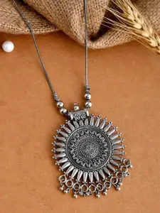 NAMAN ARTS Silver Plated Oxidised & Beaded Necklace