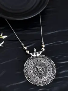 NAMAN ARTS Silver-Plated Oxidized Adjustable Necklace