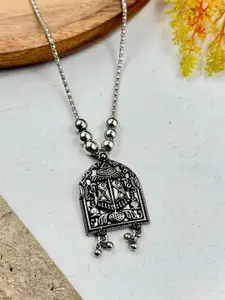 NAMAN ARTS Silver Plated Oxidised & Beaded Necklace