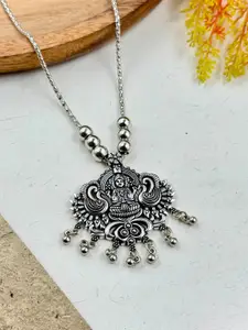 NAMAN ARTS Silver Plated Oxidised & Beaded Necklace