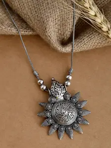 NAMAN ARTS Brass Silver-Plated Oxidised Necklace