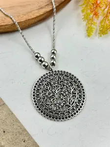 NAMAN ARTS Silver-Plated Oxidized Necklace
