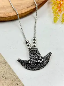 NAMAN ARTS Silver-Plated Oxidized Adjustable Necklace