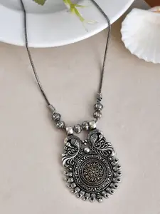 NAMAN ARTS Silver-Plated Oxidised Necklace