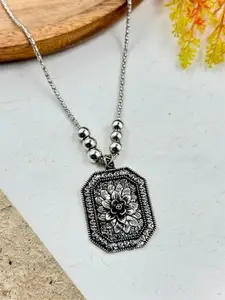 NAMAN ARTS Brass Silver-Plated Oxidised Necklace