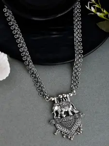 NAMAN ARTS Silver-Plated Oxidized Necklace