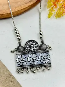 NAMAN ARTS Silver Plated Oxidised Beaded Necklace