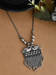 NAMAN ARTS Silver-Plated Oxidized Adjustable Necklace