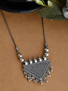 NAMAN ARTS Silver-Plated Artificial Beaded Oxidised Necklace