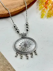 NAMAN ARTS Silver-Plated Oxidised & Beaded Necklace