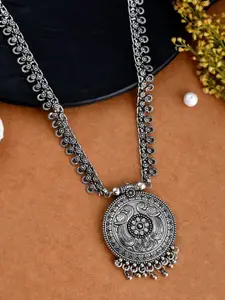 NAMAN ARTS Silver Plated Oxidised & Beaded Necklace