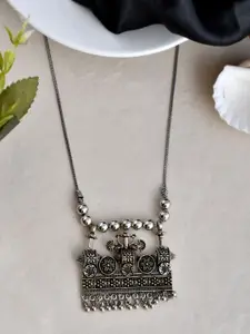 NAMAN ARTS Silver-Plated Artificial Beaded Oxidised Necklace