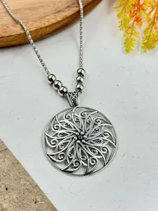 NAMAN ARTS Silver-Plated Oxidised Necklace