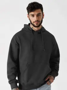 Crazymonk Men Plain Overesized Hoodie Black Sweatshirt