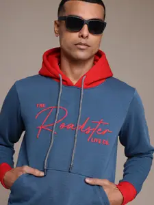 The Roadster Lifestyle Co. Men Brand Logo Printed Hooded Pure Cotton Sweatshirt