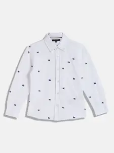 Tommy Hilfiger Boys Button-Down Collar Conversational Printed Cotton Casual Shirt