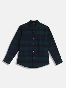 Tommy Hilfiger Boys Button-Down Collar Tartan Checked Cotton Casual Shirt