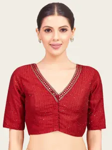 Studio Shringaar Non Padded Embroidered  Saree Blouse