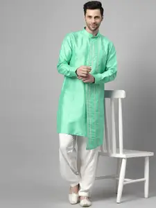 Utsav Fashion Embroidered Mandarian Collar High Slit Gotta Patti Kurta with Pyjama