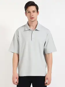 Calvin Klein Jeans Men Self Design Polo Collar Cotton Oversized T-shirt