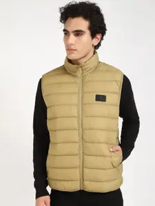 Calvin Klein Jeans Men Mock Collar Solid Casual Puffer Jacket