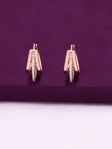 KAI JEWEL 92.5 Sterling Silver Rose Gold-Plated Contemporary Hoop Earrings