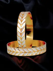 LUCKY JEWELLERY Pack Of 2 18K One Gram Gold-Plated Bangles