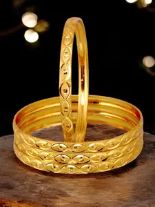 LUCKY JEWELLERY Pack Of 4 18K One Gram Gold-Plated Bangles