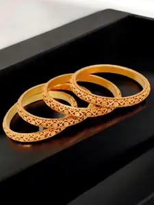 LUCKY JEWELLERY Pack Of 4 18K One Gram Gold-Plated  Bangles