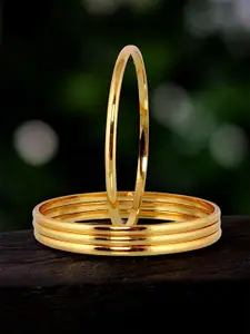 LUCKY JEWELLERY Pack Of 4 18k One Gram Gold Plated Bangles
