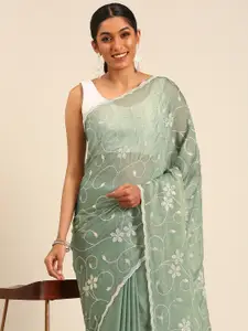 Mitera Floral Embroidered Sequinned Saree