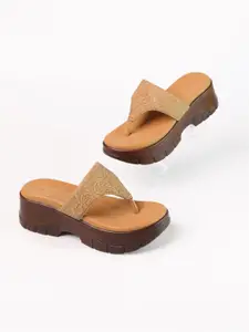 Monrow Textured Lucille Beige Platform Heel Sandals