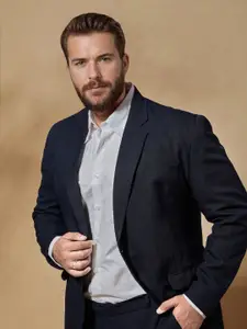 Aldeno Men Plus Size Button-Down Collar Solid Cotton Formal Shirt