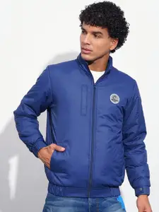 Being Human Men Mock Collar Solid Casual Bomber Jacket