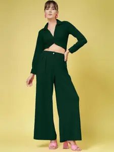 Oomph! Shirt Collar Long Sleeves Top With Trouser