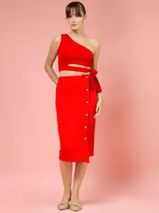 Oomph! One Shoulder Neck Sleeveless Top With Skirt