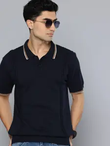 Levis Pure Cotton Self Striped Polo Collar Slim Fit T-shirt